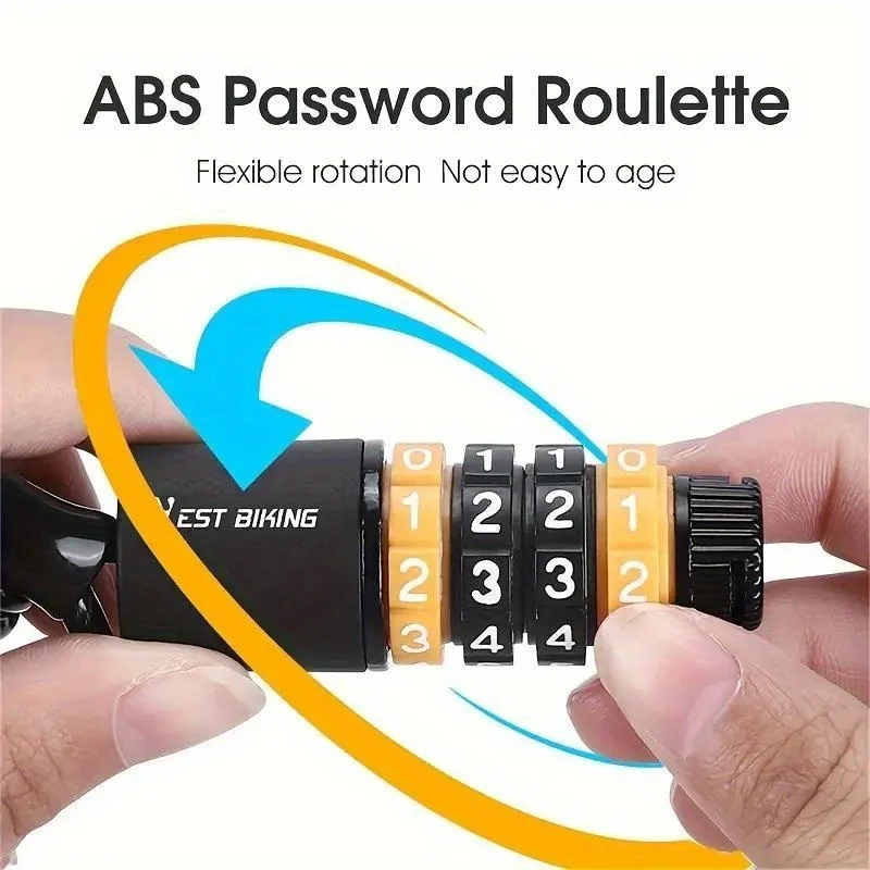 1psc Portable Anti-theft Bicycle Lock Password Reset - Durable Cable Suitable For Mountain And Road Bicycles And Helmets