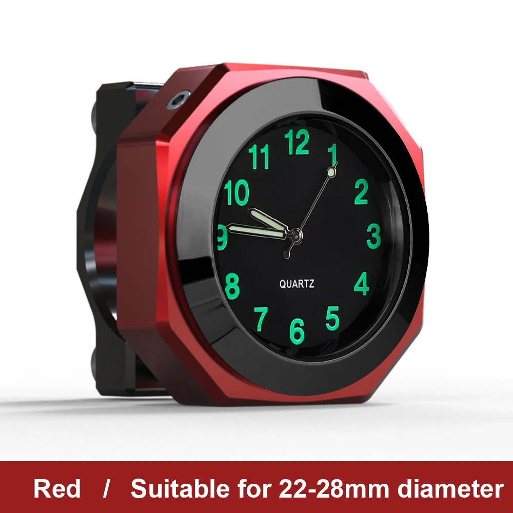 Universal 22-28mm Wasserdichte Motorrad Fahrrad Lenker Uhr Montieren Uhr Zeit Aluminium Uhr Mit Schnalle Hochwertige Chrom tisch