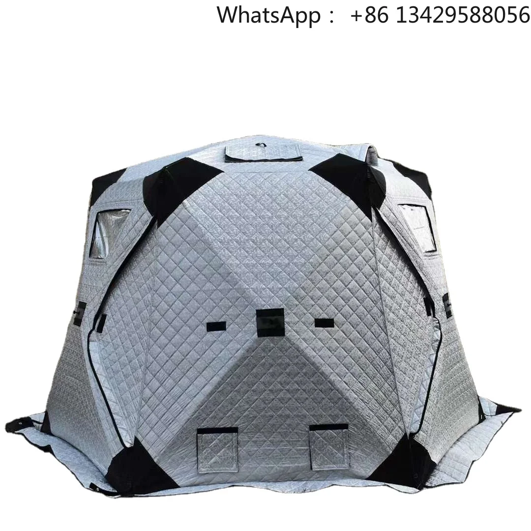 Ice Cube 3-4 Persons Instant Shelter Winter Fishing Tent Blue Silver with Mat