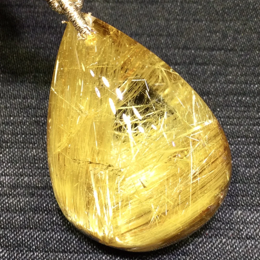 Natural Gold Rutilated Quartz Pendant 36*26*18mm Yellow Rutilated Quartz Flower Men Women Brazil AAAAAAA