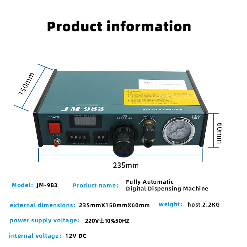 JM-983 Semi-Automatic Pneumatic Glue Dispenser Controller Solder Paste Liquid Dispensing Machine for Industrial Use