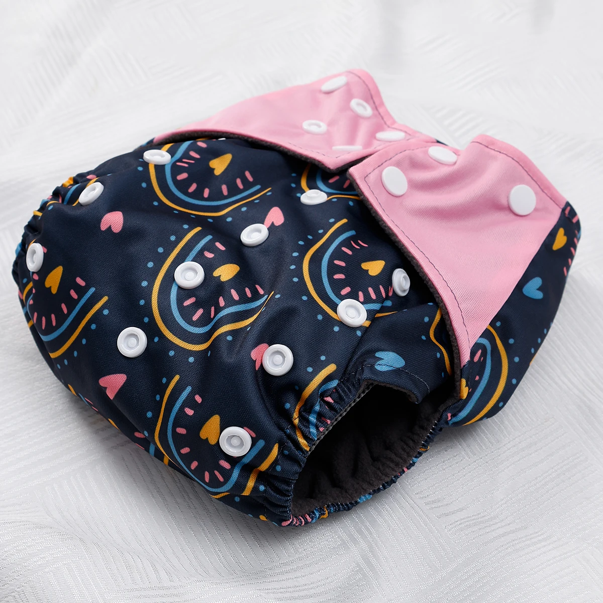 HappyFlute جديد مجتمعة طباعة 3 قطع حفاضات + 3 قطع الخيزران الفحم إدراج قابل للتعديل وقابل للغسل سوبر لينة حفاضات الطفل القماش