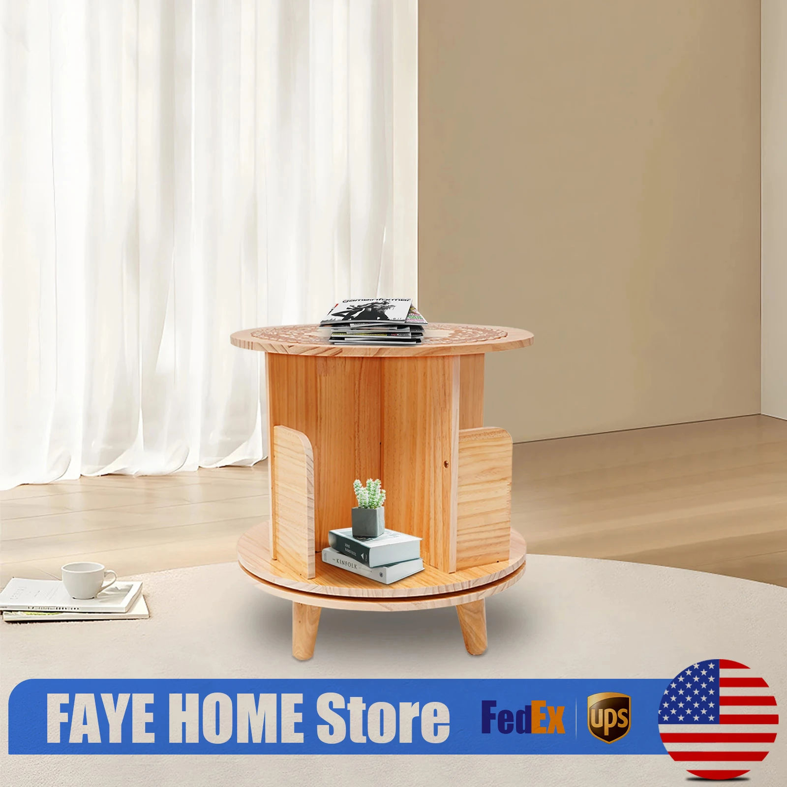 

Multi-Functional Bookshelf Organizer Rotating Bookshelf 360 Display Floor Standing Bookcase Storage Rack for Kids&Adults