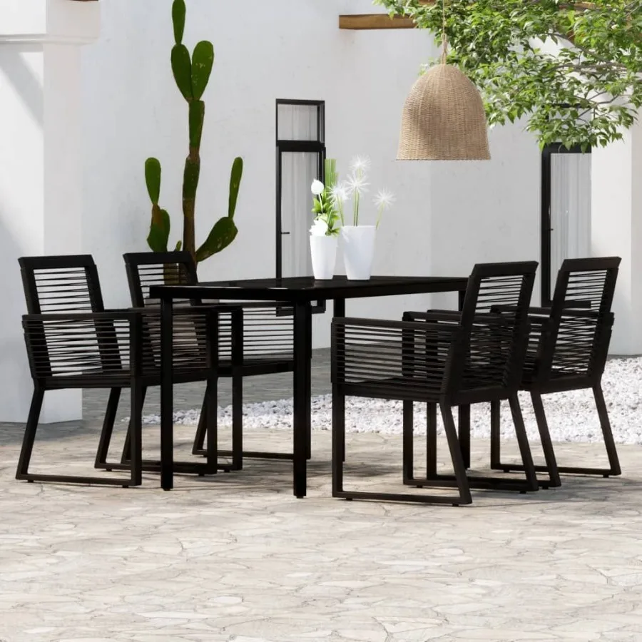 

5 Piece Patio Dining Set Black