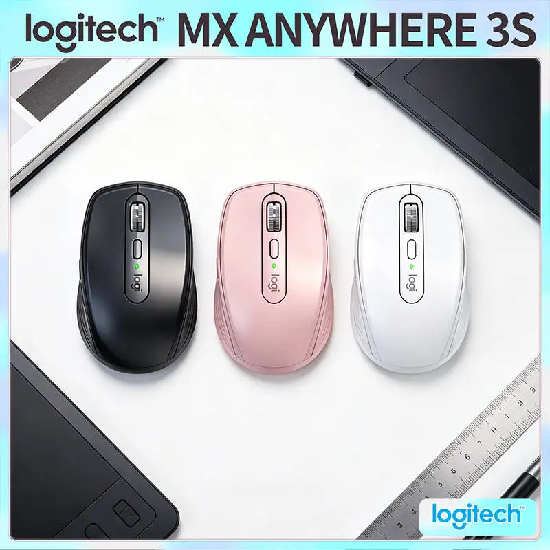 Logitech MX Anywhere 3S Ergonomic Mouse - 8000 DPI Glass Tracking, Hyper-Scroll, Silent Click, 3-Device Sync for Work