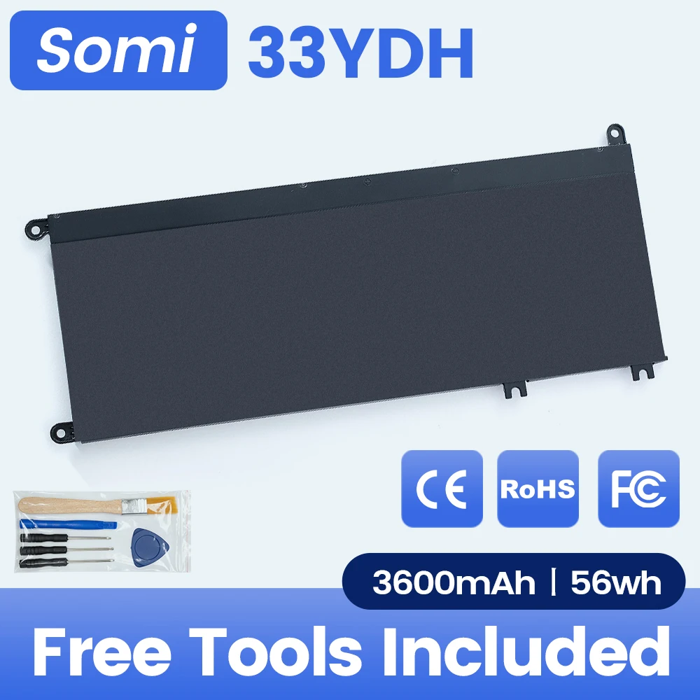 SOMI 33YDH Laptop Battery for Dell Inspiron 13 7353/15 7577/17 7000 7773 7779 7786 G3 15 3579/Vostro 15-7580 P71F Series