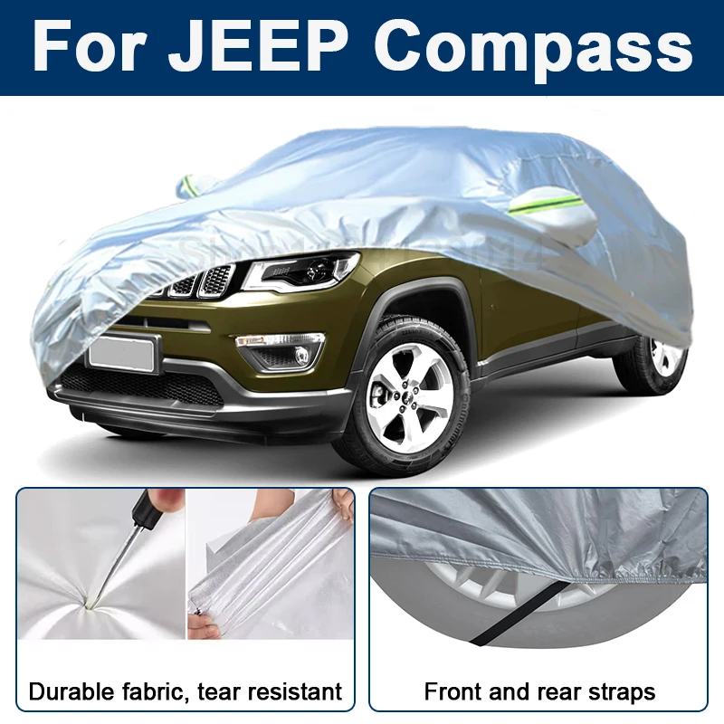 

Outdoor Full Car Cover For JEEP Compass with Reflective Strips Waterproof Snowproof Dustproof UV Protection Auto Accessories