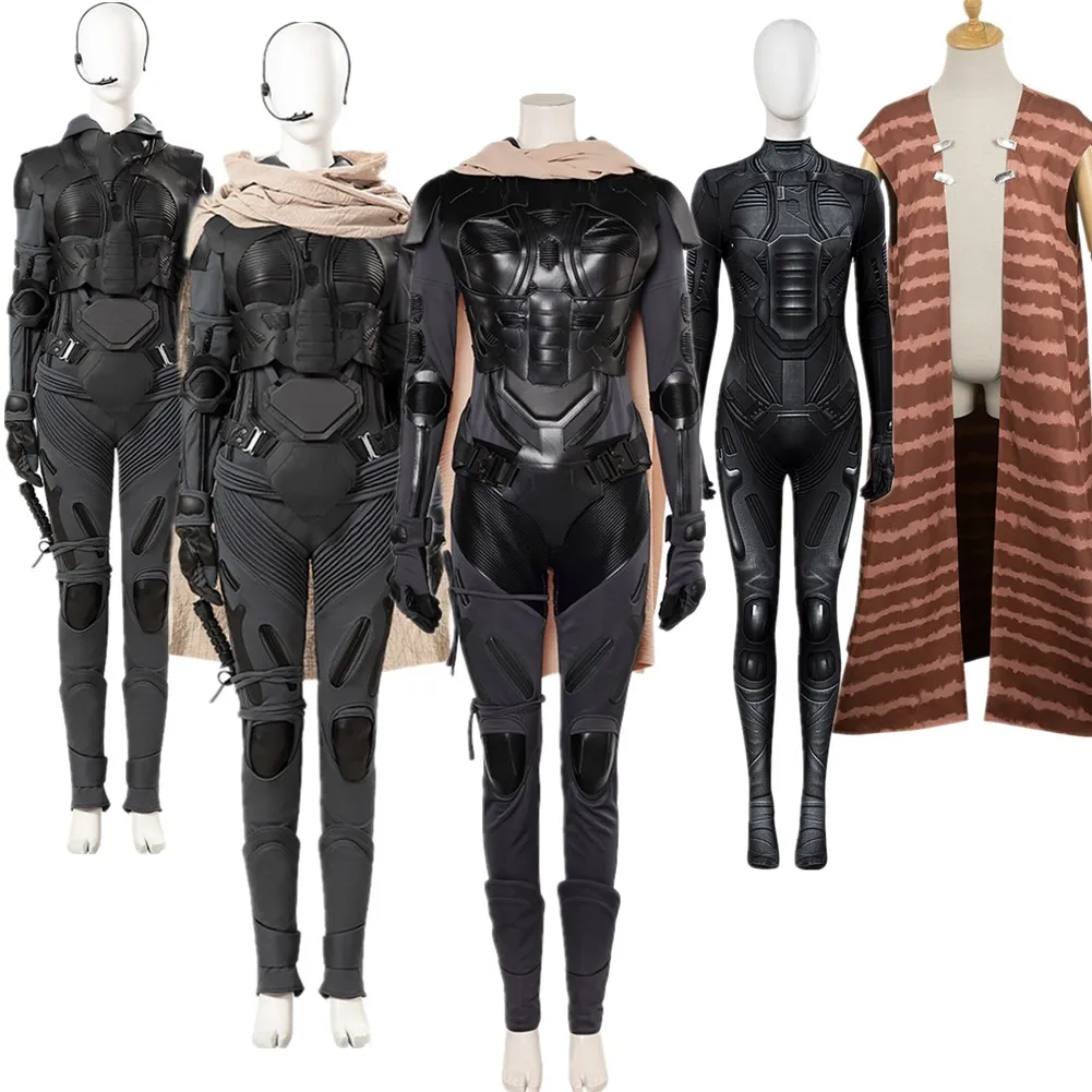 

Halloween Chani Cosplay Costume Fantasy Female Cloak Movie Dune 2 Roleplay Women Outfits Jumpsuit Gloves Set Party Suits