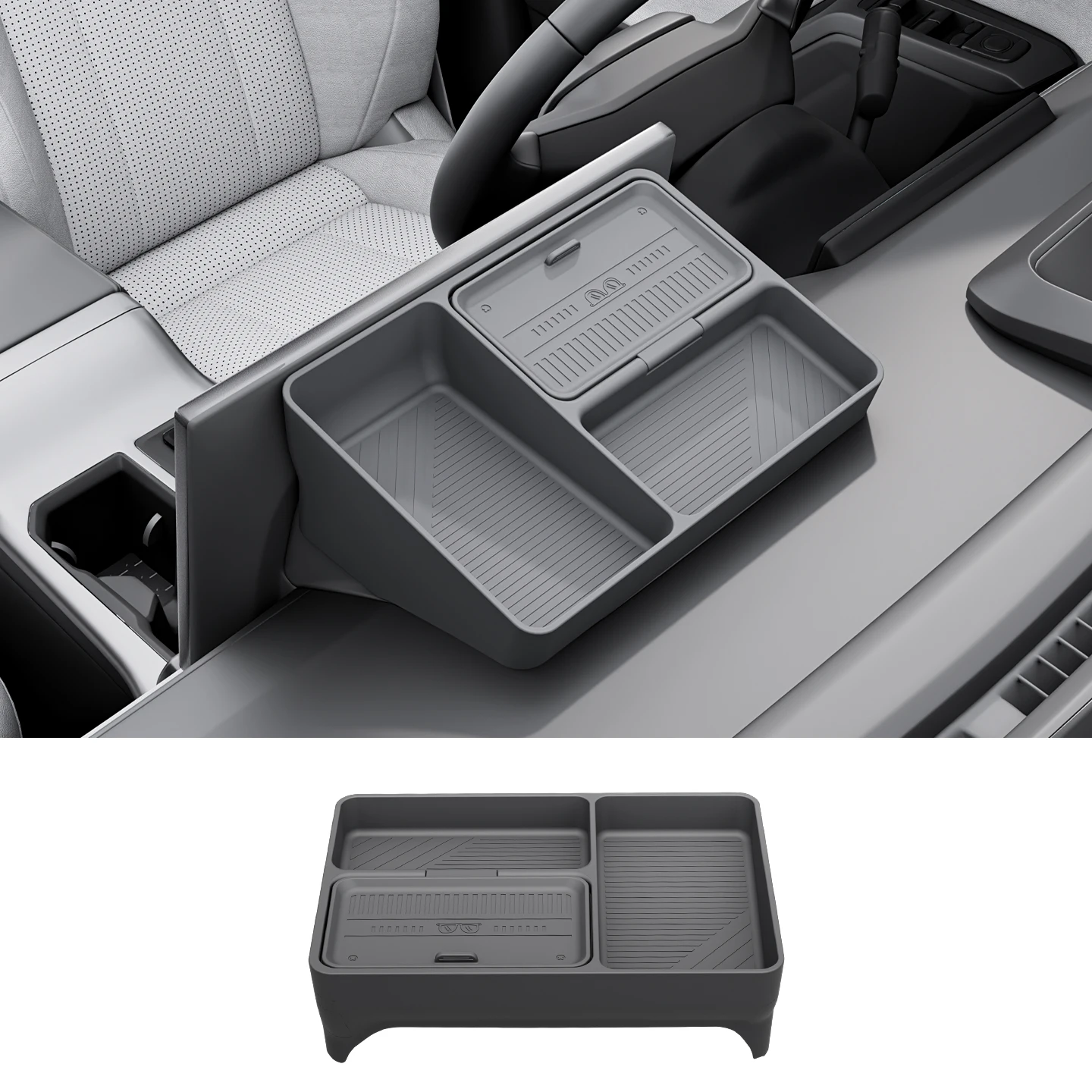 トヨタ-rav4-2026-2028-用センタースクリーン後ろ収納ボックスシリコンオーガナイザー左ハンドルブラック車内アクセサリー