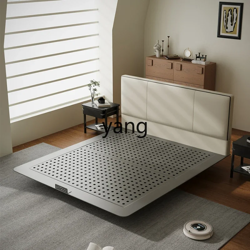 

LH new simple modern style double bed cream leather bed