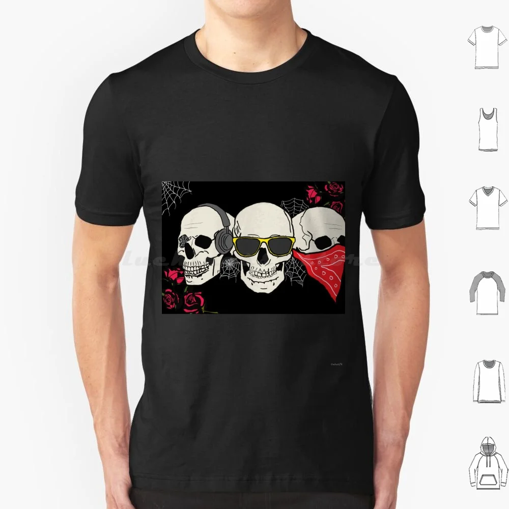 Hear No Evil See No Evil Speak No Evil Skulls T Shirt 6Xl Cotton Cool Tee Hear No Evil See No Evil Speak No Evil Skull Gothic