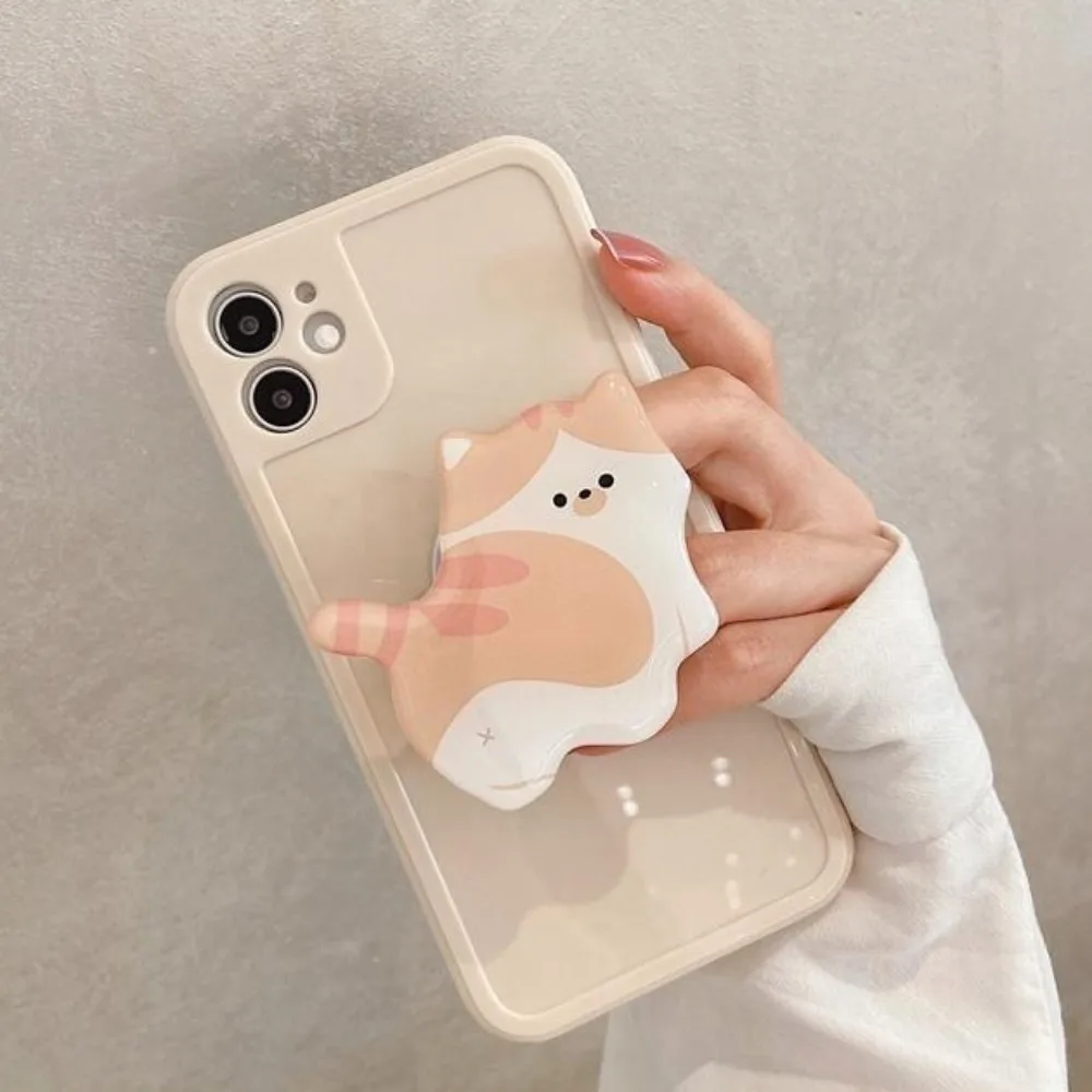 Korea Cute Cartoon Kitten Grip Acrylic Mobile Phone Holder Socket Stand Ring Cell Phone Support Bracket Smartphone Accessories