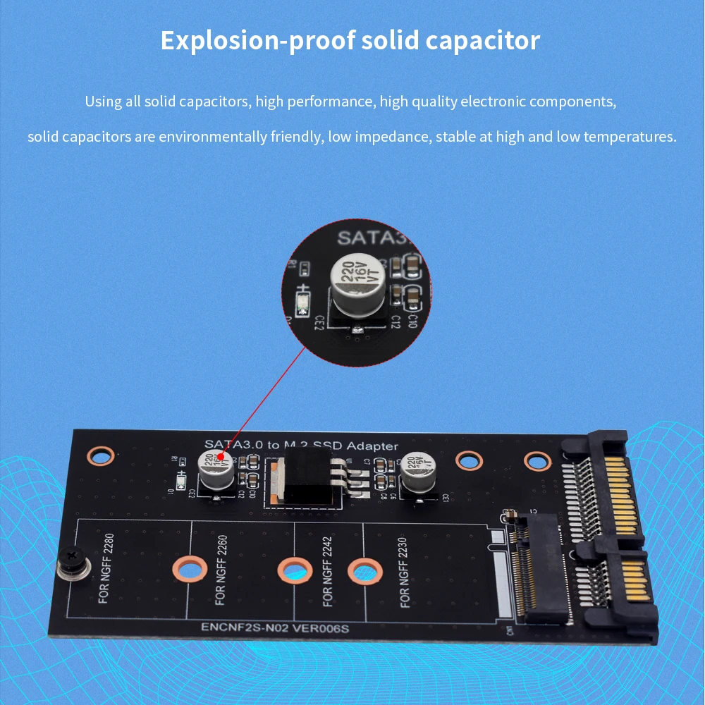 محول M.2 NGFF SATA، لوحة تحويل NGFF إلى SATA، 22-Pin M+B مفتاح إلى SATA Type B أنثى، لمحرك الأقراص الصلبة SATA HDD/SSD مقاس 2.5 بوصة