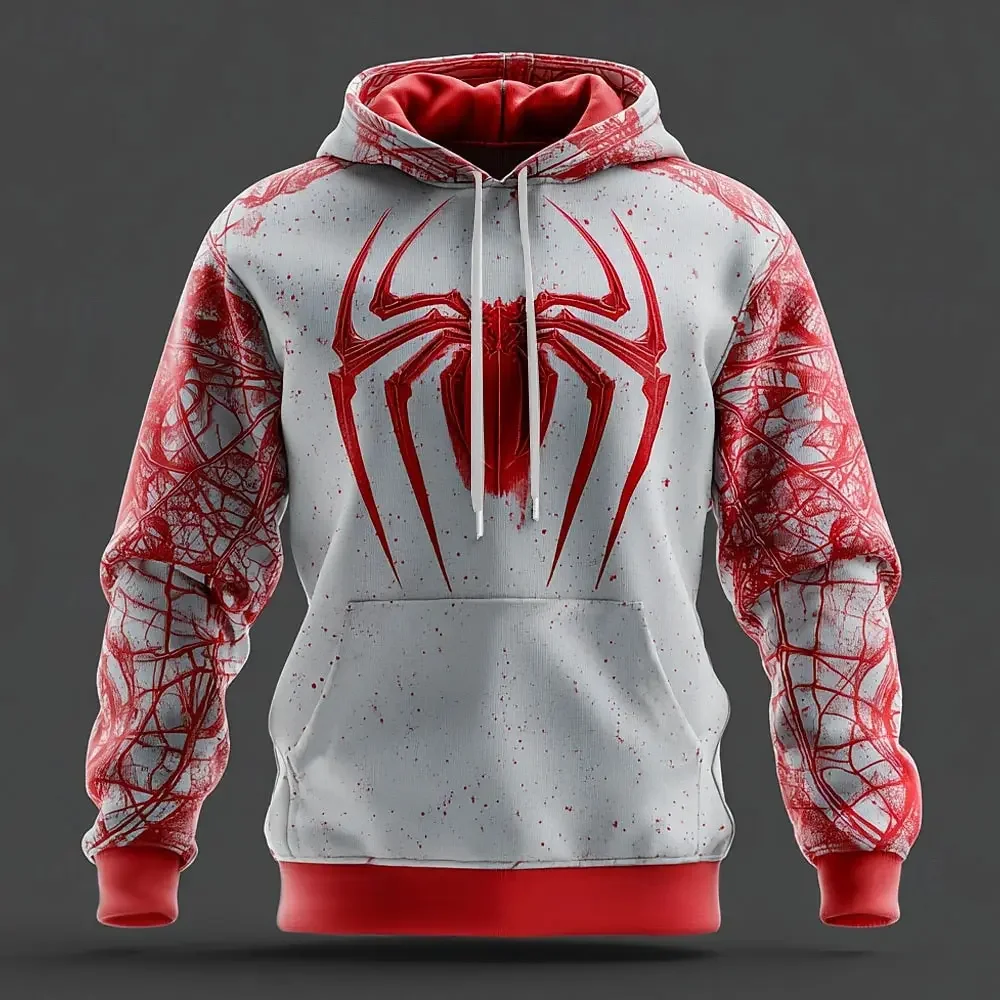 Men's 3D Spider Pattern Printed Long-sleeved Casual Shirt Sportswear and Daily Wear Children's Clothing Men's Hooded Shirt Y2K