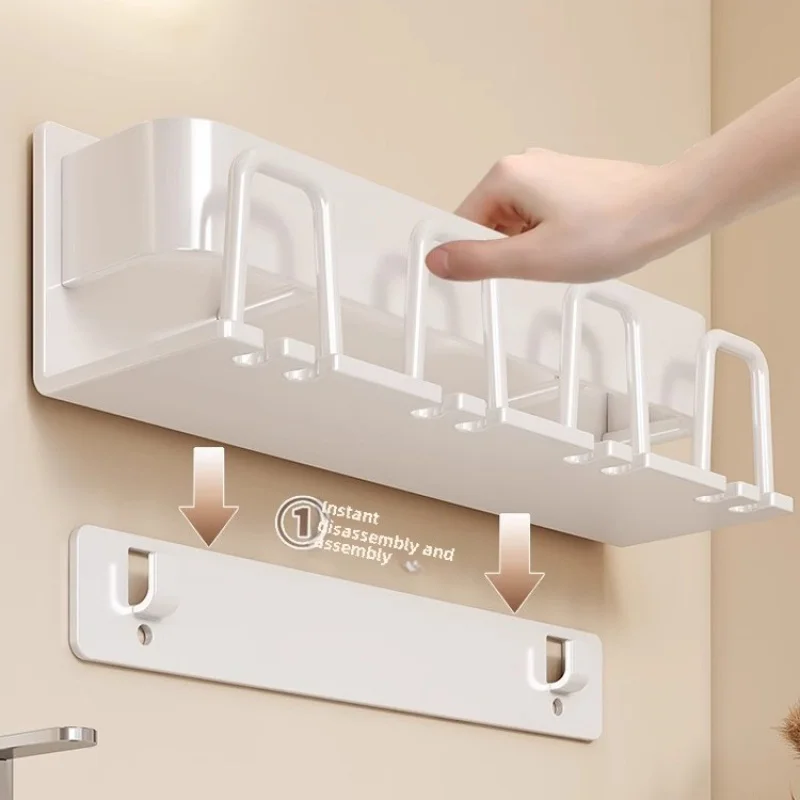 Removable Toothbrush Rack Punch-Free  Cup Holder Wall-Mounted Storage    Holder