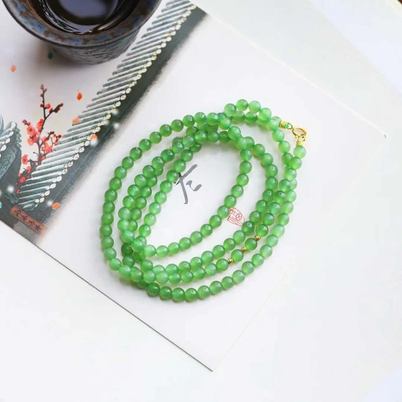 

Natural Hotan Jade Russian Jadeite Old Material Multi-use Women's Versatile Chain Necklace