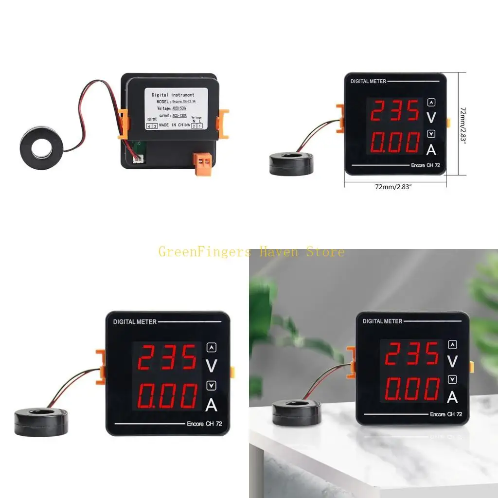 

F68D LED Display Digital Current Meter Gauge Amp Volt-Meter AC50-500V AC1-120A Voltmeter Ammeter Voltmeter Ampermeter