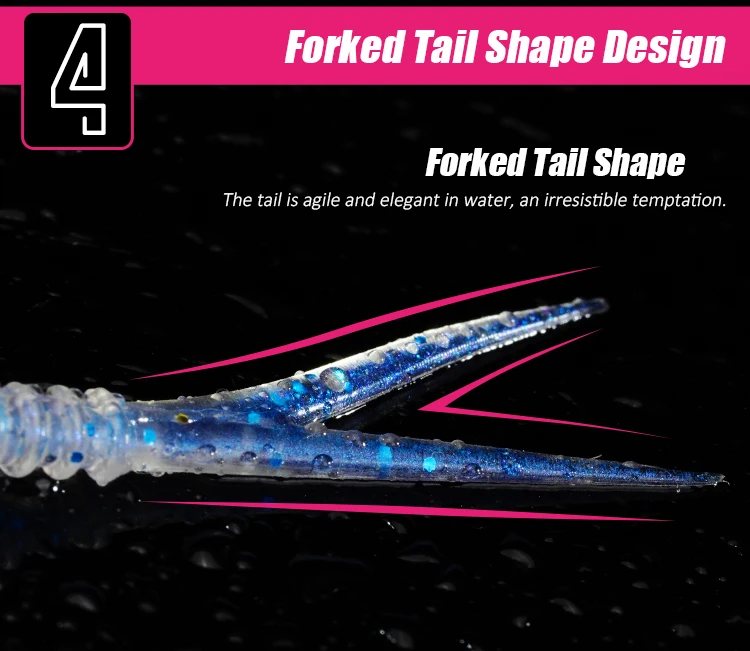 FISHANT Fork Tail Hollow Floating Soft Bait 2,5" 3,1" Realistischer Silikon-Köder mit Nachtleuchtfunktion zum Angeln von Barschen und Hechten mit Jigging-Ködern. – Detail 6