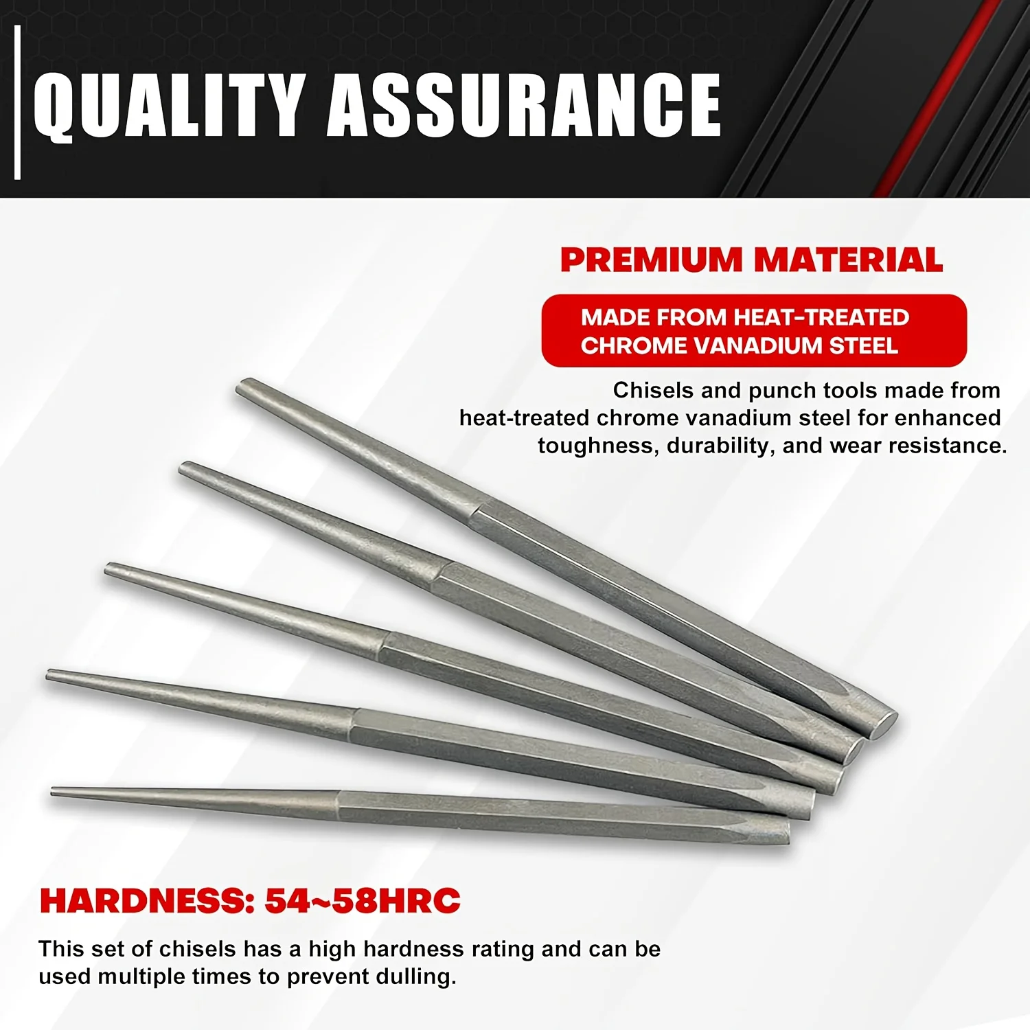 16Pcs Punch and Chisel Set With Storage Pouch, Including Taper, Cold Chisels, Pin, Center, Chrome Vanadium Steel