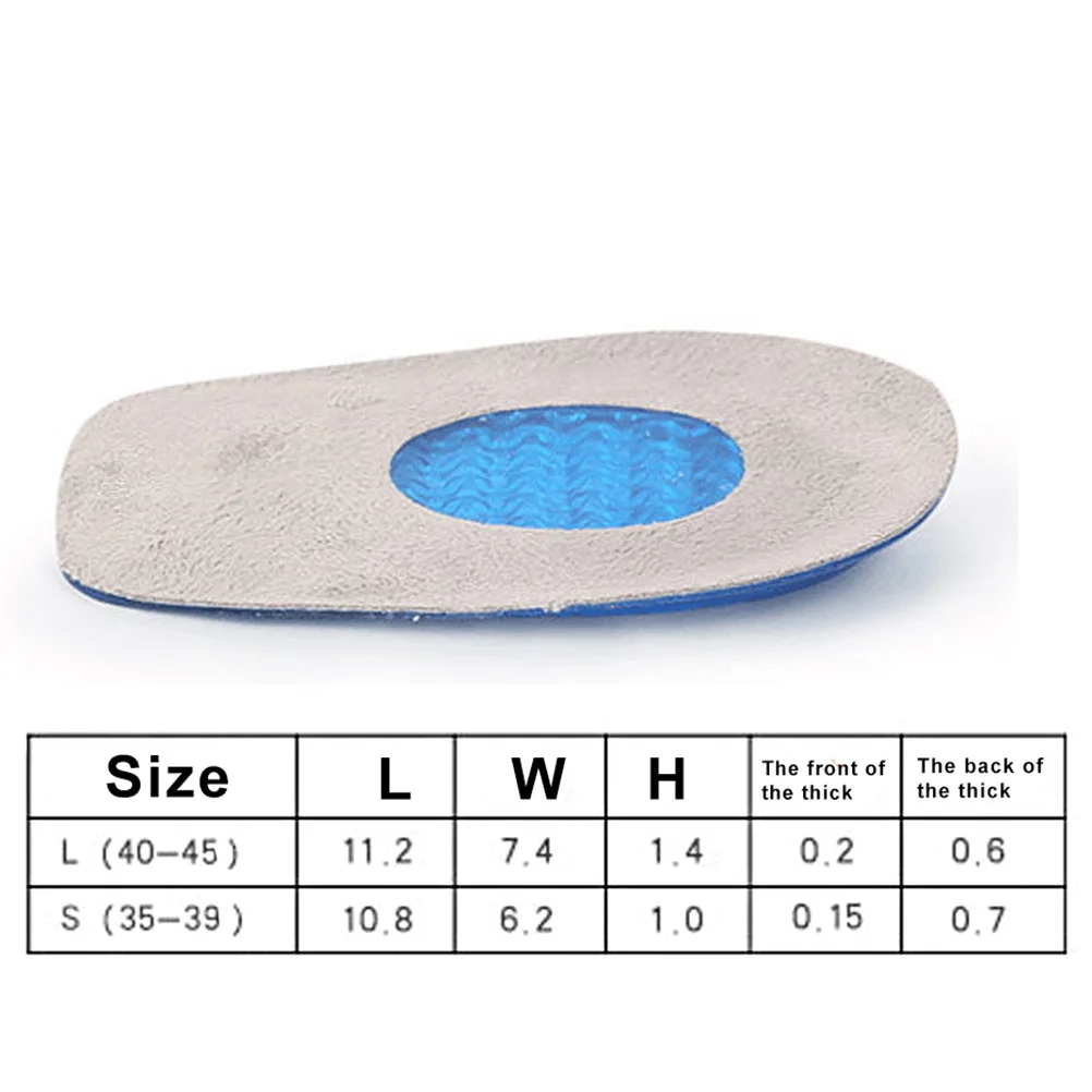 

Gel Heel Insoles Shock Absorbing Pads Comfortable Inserts For Running Sports Shoes Men Women Dark Blue Size L 40-46