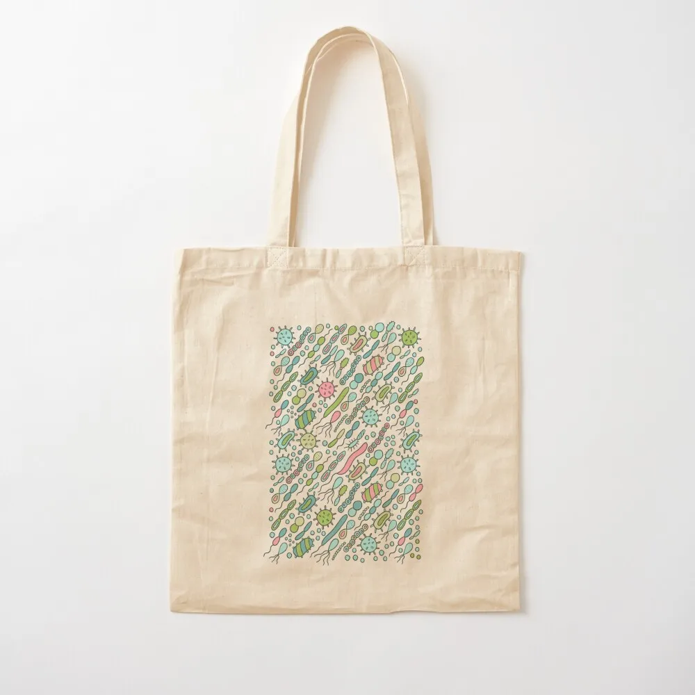 Microbes pattern. Bacteria design for biology lovers. Virus illustration. Tote Bag the tote bag canvas bags Canvas Tote Bag