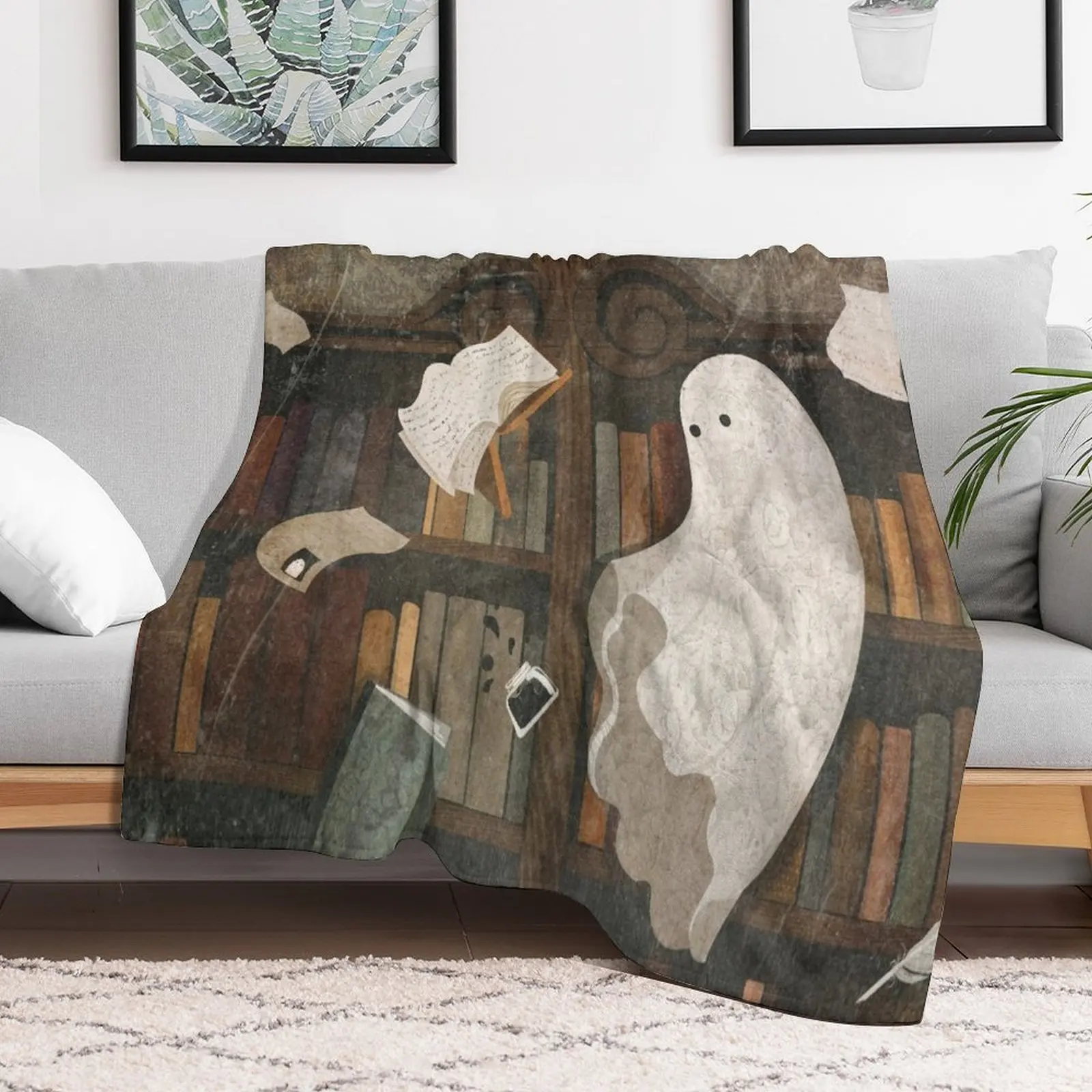 There's a Poltergeist in the Library Again... Throw Blanket Giant Sofa funny gift Flannel Fabric Blankets