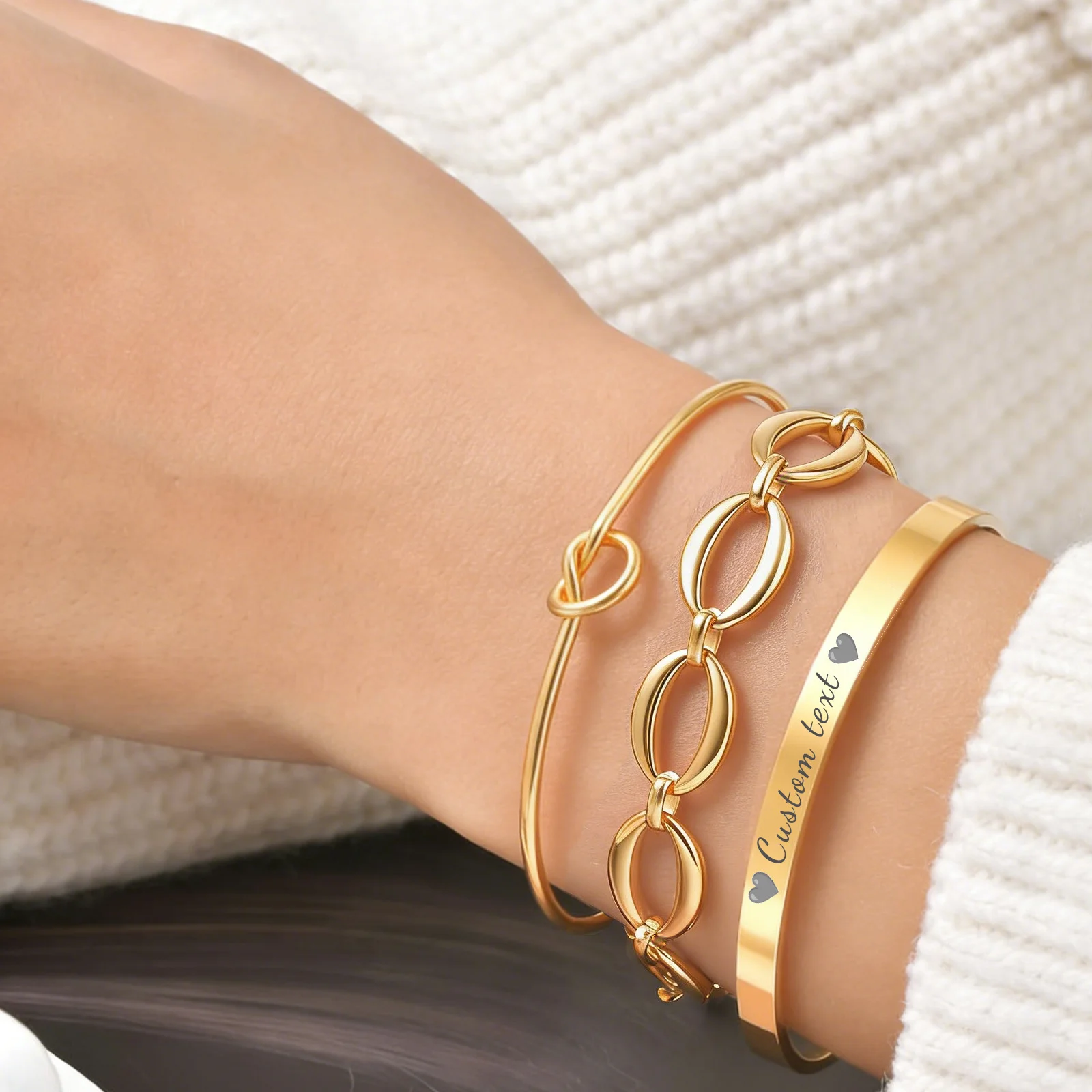 1/3PCS Exquisite Women's Bracelet, Customizable Engraving Available Beautiful Exquisite Stackable Jewelry For Personalized Outfi