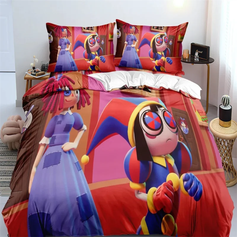 

THE AMAZING DIGITAL CIRCUS Cartoon Bedding Set Duvet Cover Set Single Double Bed King Size Bed Set Adult Kid's Bedroom Sheet set