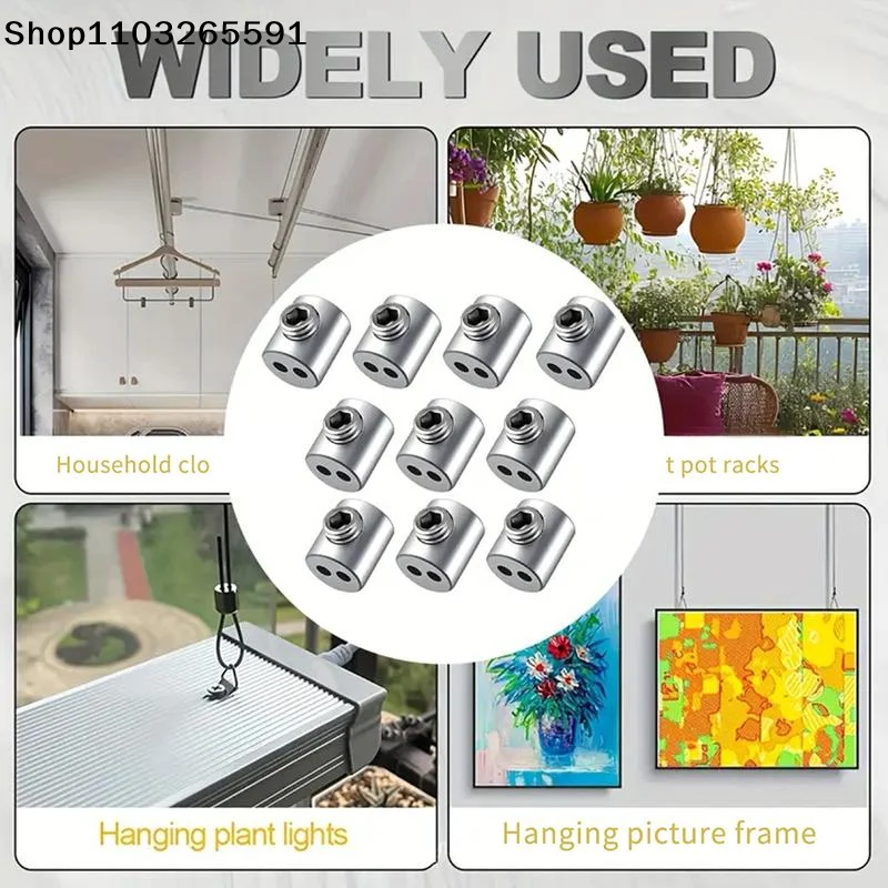 5Pcs Double hole Adjustable Screws Fixed Hardware Accessories Steel Wire Rope Clamp Stainless Steel Cable Hanging Clip