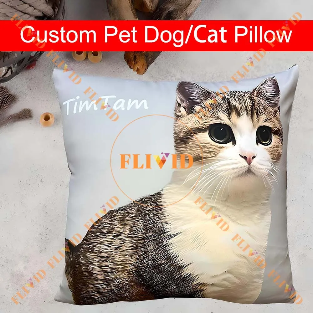 

Custom Pet Cat Dog Photo Square Pillow,Customized Your Photo Portrait Pillows,Birthday Memorial Gift,Lover Gifts
