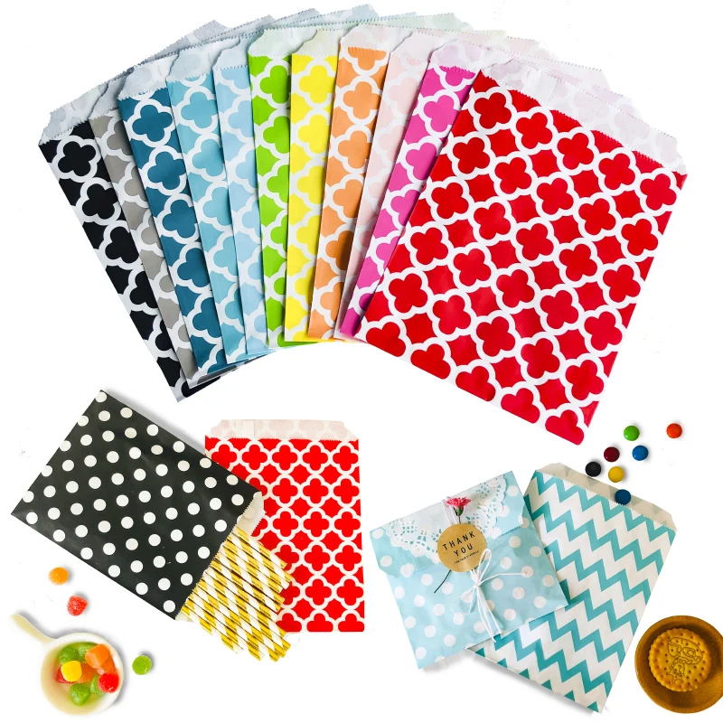 25 Stück 13x18cm Bunte Kraftpapiertüten Süßigkeiten-Kekstüten mit Streifen und Punkten Geschenkbeutel für Hochzeit Geburtstag Party Gastgeschenk Verpackungstasche – Detail 9