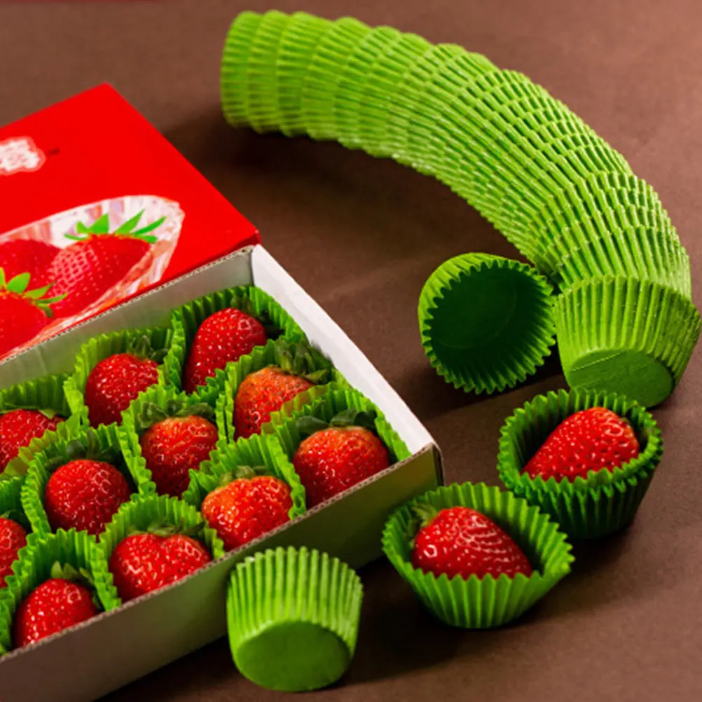

2000 Pcs Strawberry Paper Tray Festival Cake Cups for Desserts Baking Home Kitchen Round Cupcake Holders Party