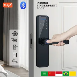 Cerradura de puerta inteligente con Bluetooth, dispositivo de seguridad sin llave, huella dactilar, contraseña Digital, tarjeta NFC, Tuya