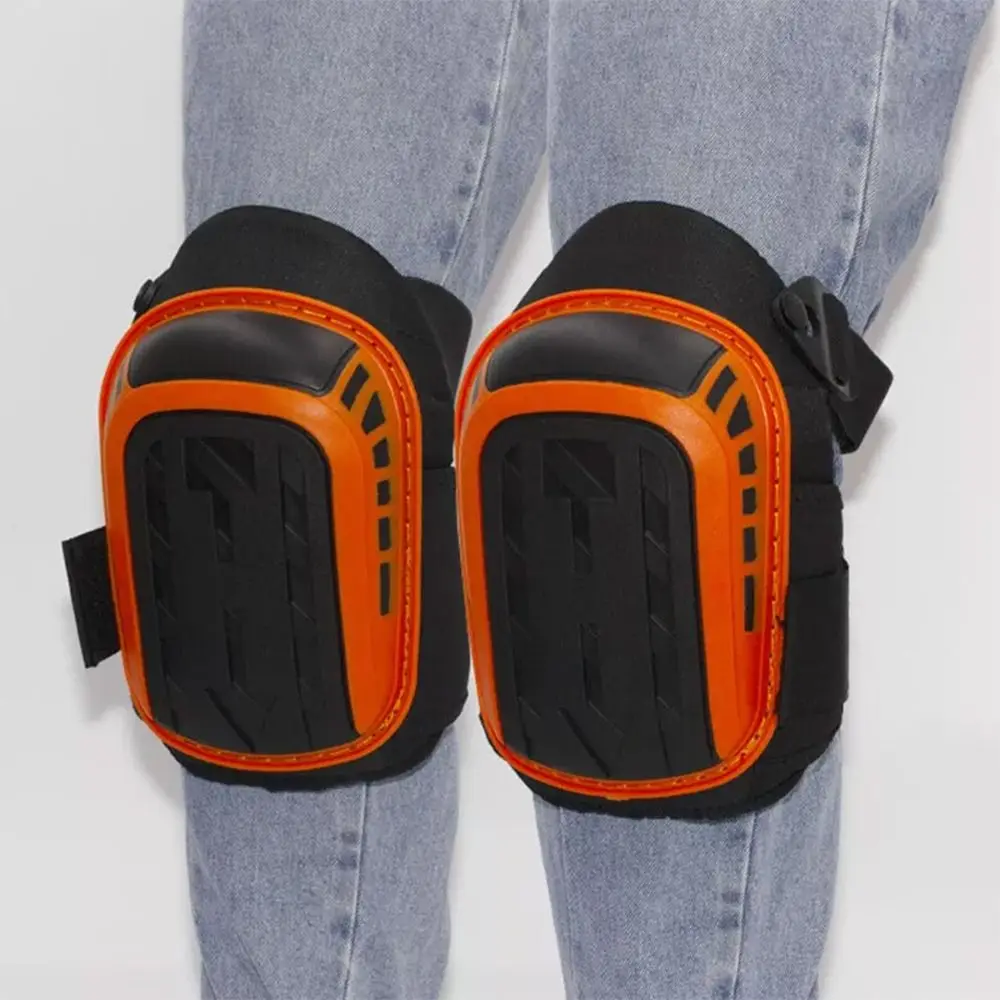 Safety Work Knee Pads Durable TPE Plastic Shell Orange&Black Kneen Protector Silica Gel Lined with EVA Knee Padding Unisex