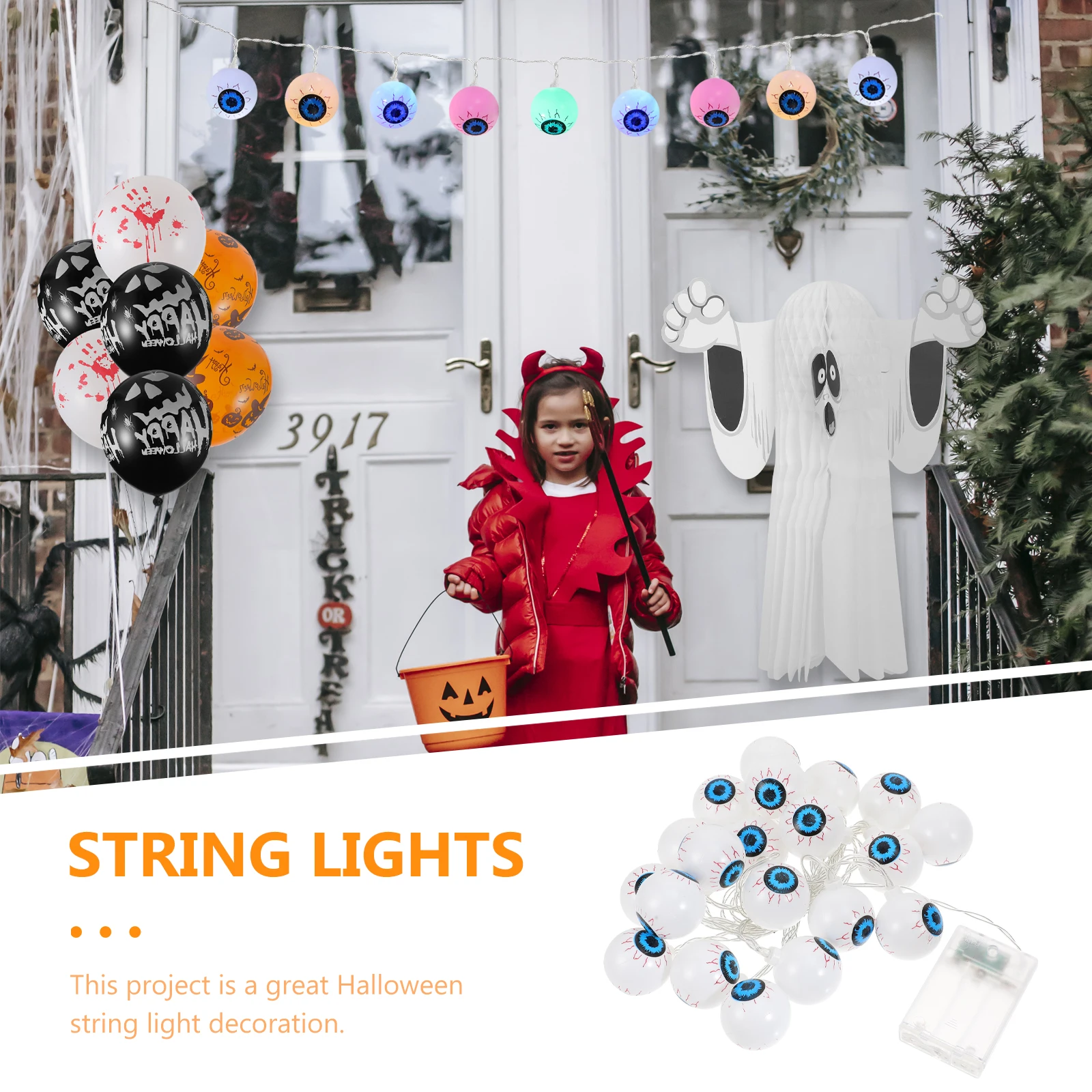 

1Pc Halloween Eyeball Lamp String Plastic LED Light String Party Decoration Festive Ghost String
