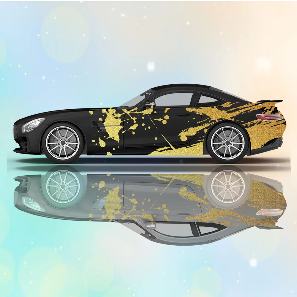 

Gold Irregular Splash Car Side Sticker Vinyl Wrap Self-adhesive Paper Motorsport Decal Suitable for Truck Suv Auto Accessories