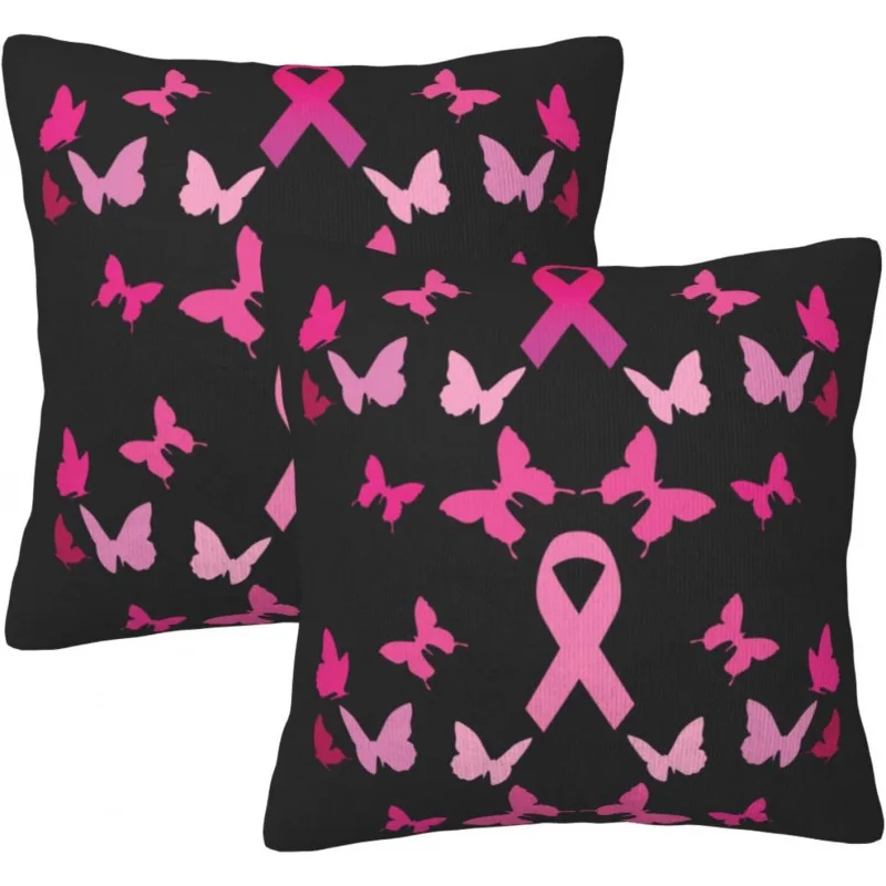 

Cancer Breast Theme Pillow Set 22X22 Set 2 Soft Pillows Sofa Bed Square Decoration