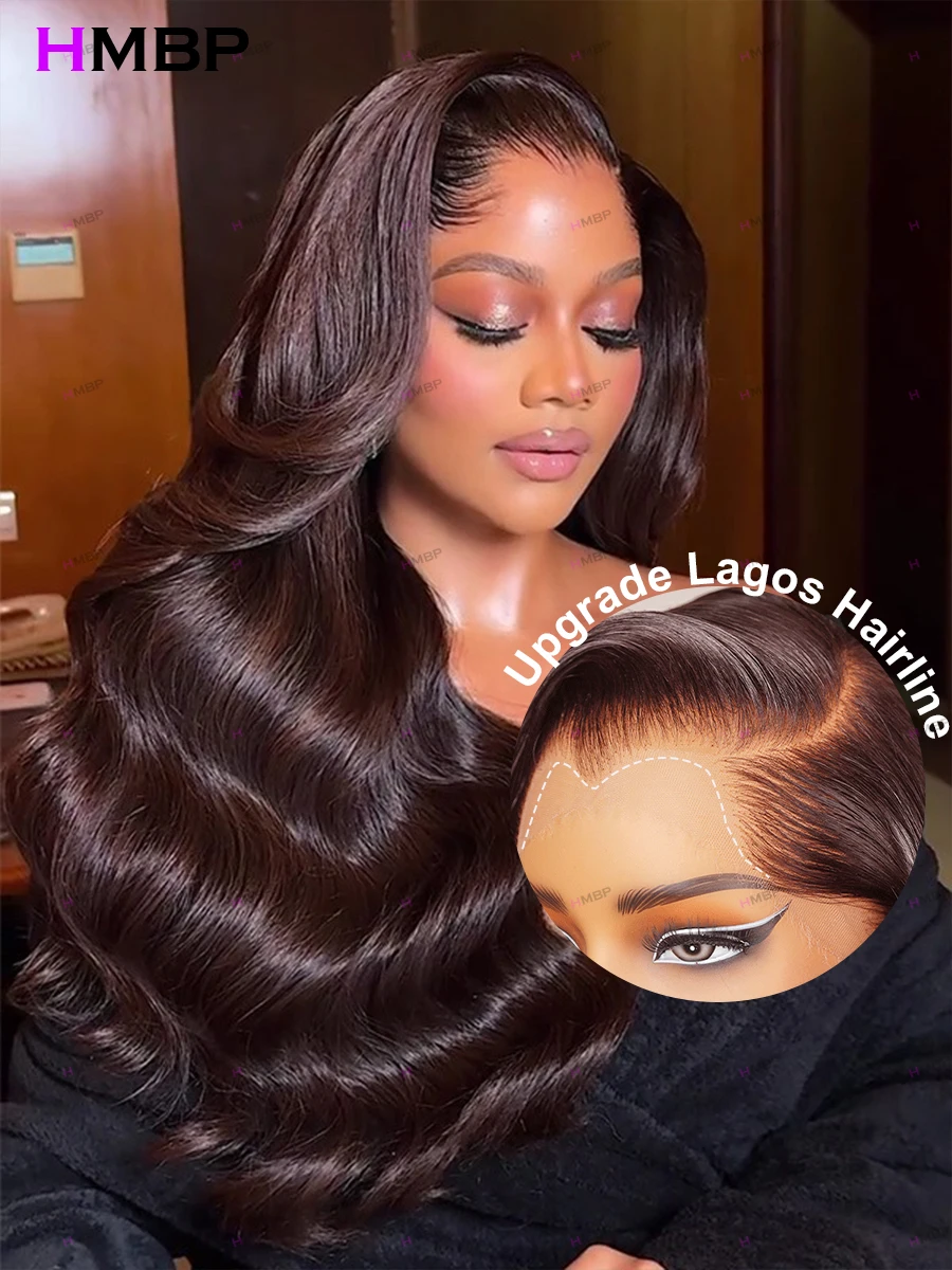 

450% Lagos Hairline Chocolate Brown 13x6 Lace Frontal Glueless Wig Human Hair Body Wave 360 Glueless Lace Frontal Human Hair Wig