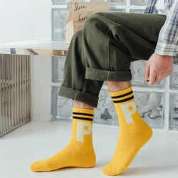 Herren strümpfe Letter Print Baumwoll socken Sport Freizeit Basketball lange Socke atmungsaktiv absorbieren Schweiß Fußball Strümpfe für Männer