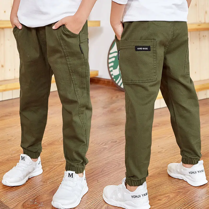 Boys Pants Spring Autumn Teenage Kids Trousers Baby Casual Pants Children Sports Pants Elastic Waist Long Pants 4 6 8 10 12 14Y