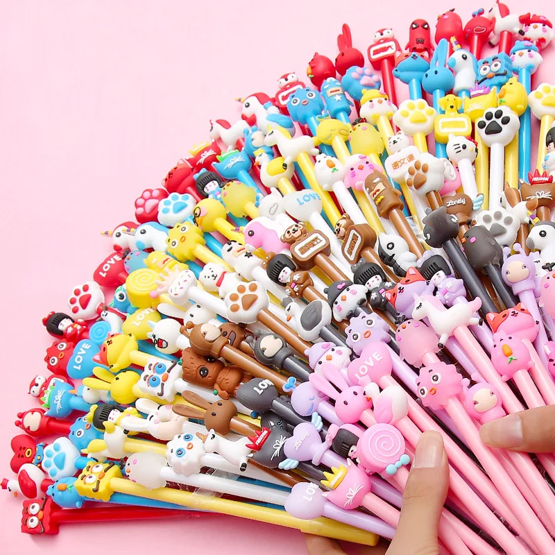 Girls heart cute cartoon gel pen needle tube head 0.5mm black carbon water pen sign pen student pen wholesale Glass fountain pen