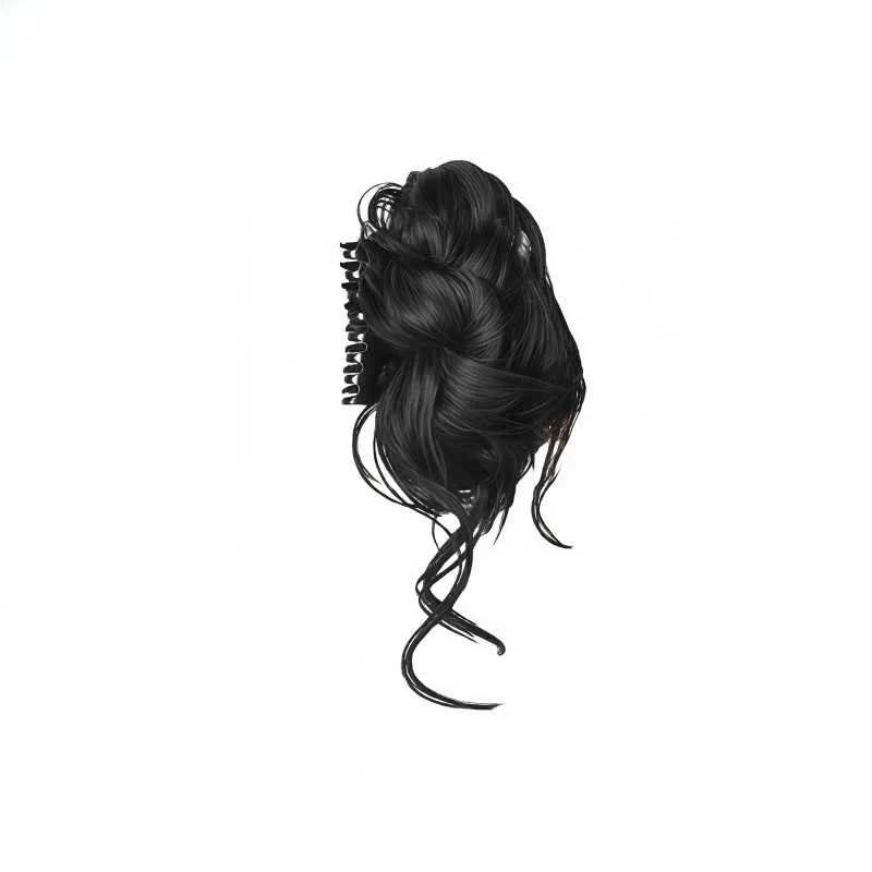 

Korean Sle Simulation Hair Wig Bun Headwear Faionable Fake Hair Dragon Beard Chien Feather Clip Hair Bundling Hair Acce...