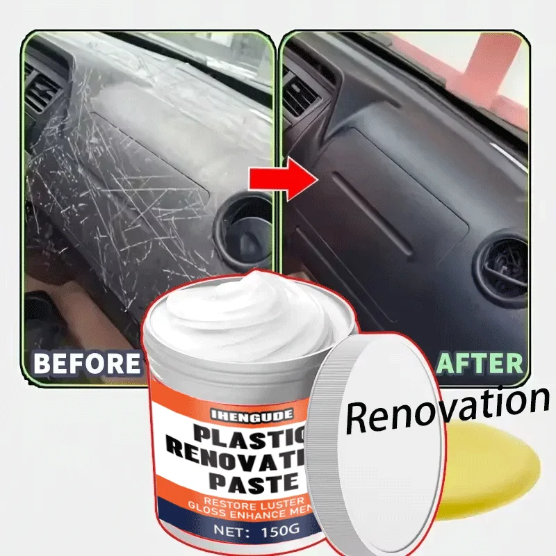 Car Plastic Polish Wax, Plastic Renewal Cream,Can Repair Car Interiors,Tires,and Exterior Plastic Parts Renovation,Repair Effect