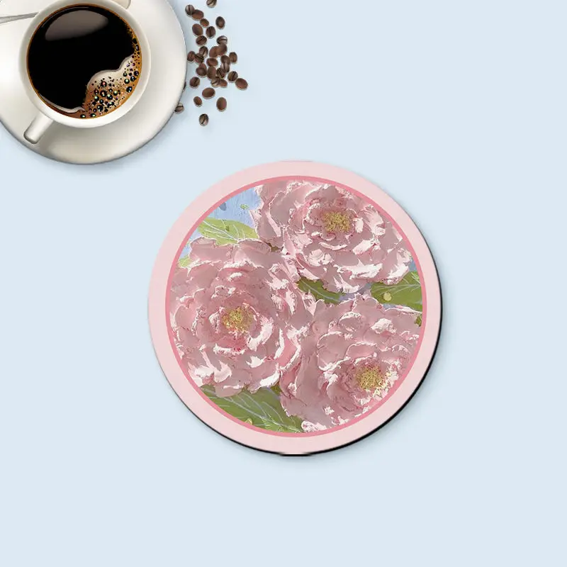 Diatom Mud Placemat for Dining Table Floral Coaster Non-slip Water-absorbent Oil Painting Quick Drying Kitchen Office Pads Ins