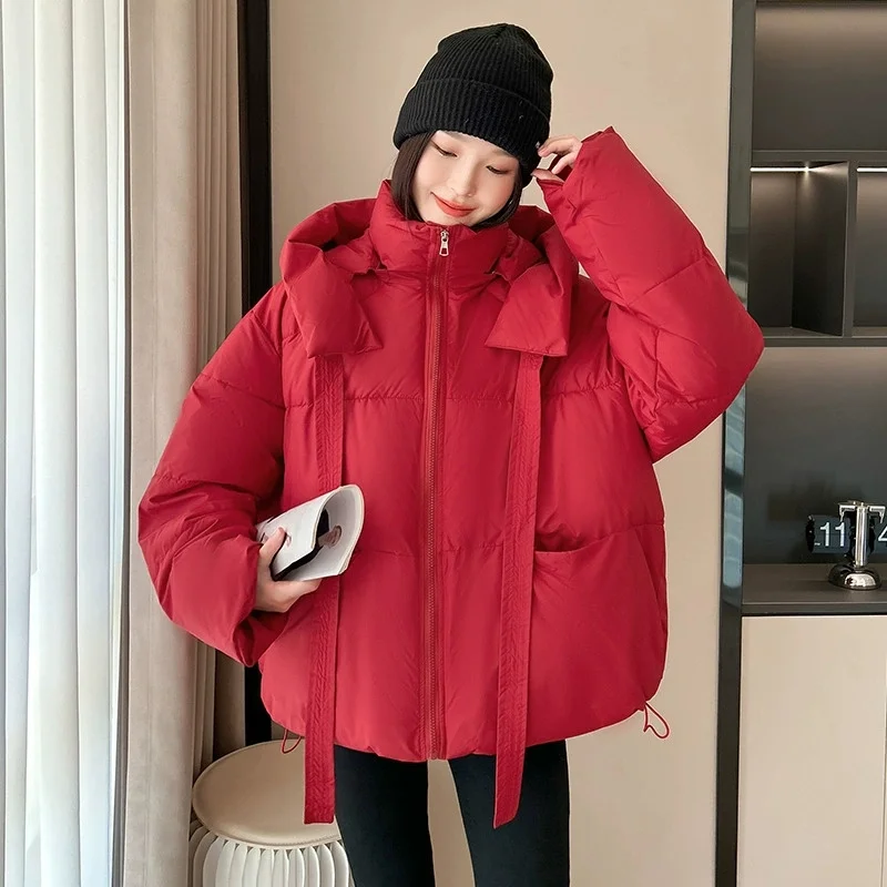 

New 2025 Detachable Hat Cotton Padded Jacket Women Winter Jacket Coat Korean Loose Thick down Cotton Jacket Female Outerwear