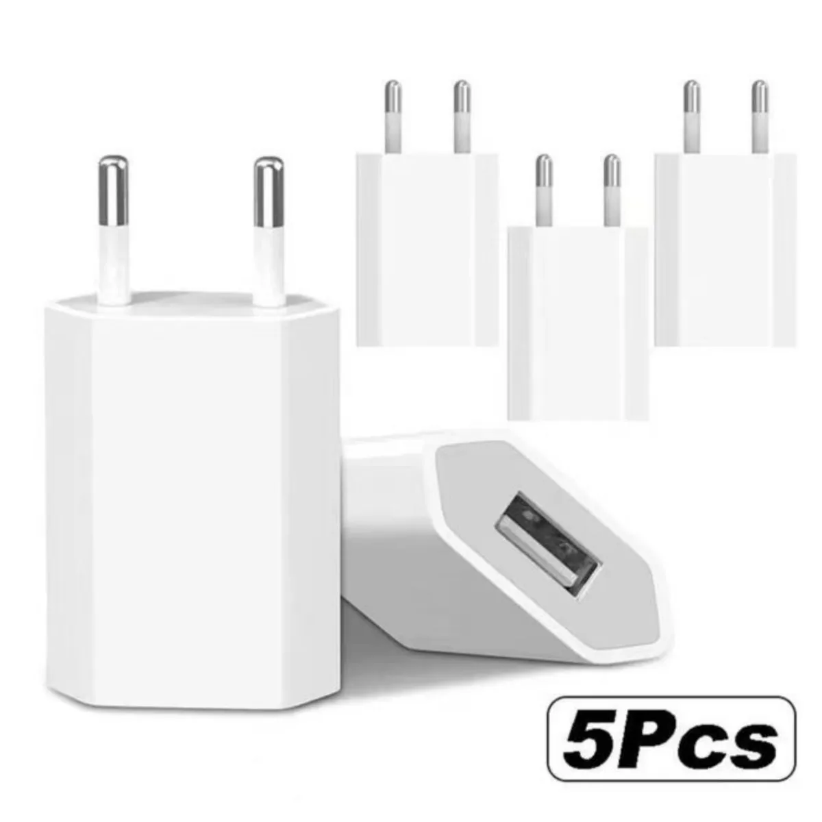 5Pcs 5V 1A USB Travel Wall Charger Adapter Charging For IPhone XS Max XS XR X SE 2020 8 7 6 6S 5S 5 SE 4 4S EU Phone Plug