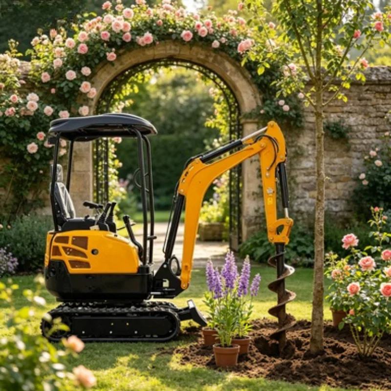 Compact Excavator Mini Crawler Digger Small Bagger Hydraulic Earth Mover 1.2 Ton with Ripper for Trenching Work