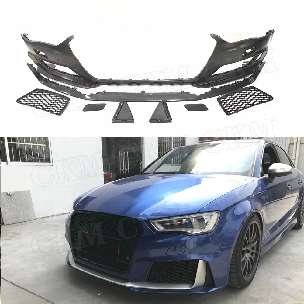 Front diffuser spoiler PP Material Wide Body Kit for Audi A3 S3 RS3 Style 2014-2016