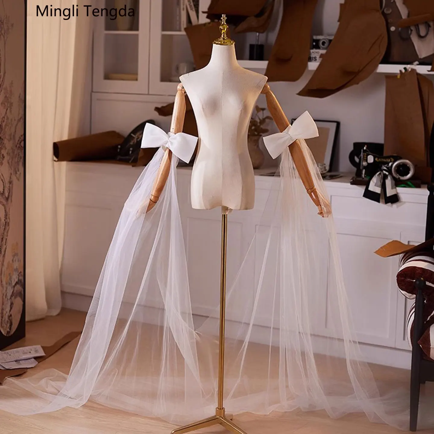 Mingli Tengda Seperate Tulle Bow Wedding Knots Removeable With Pin Accessories Belt Bride A Pair Bowknot Lolita Custom Made