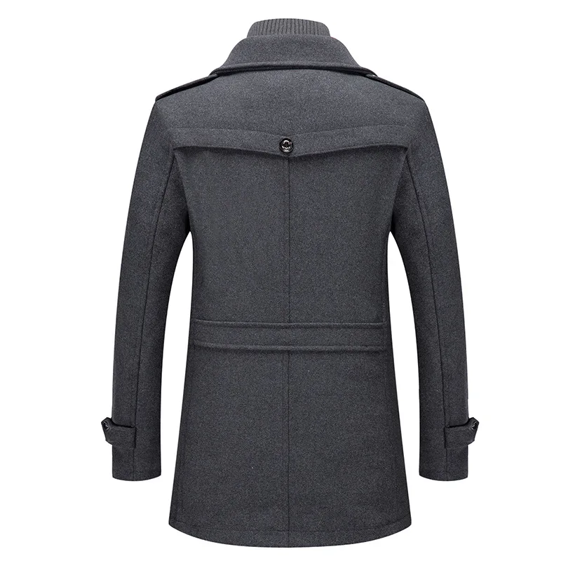 Winter Men\'s Thick Jacket, Business Casual Outwear, Asian Size Coat, Multiple Pockets Wool & Blends